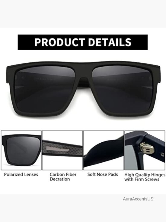 Retro Square Polarized Sunglasses UV400 for Driving Fishing Hiking Golfing